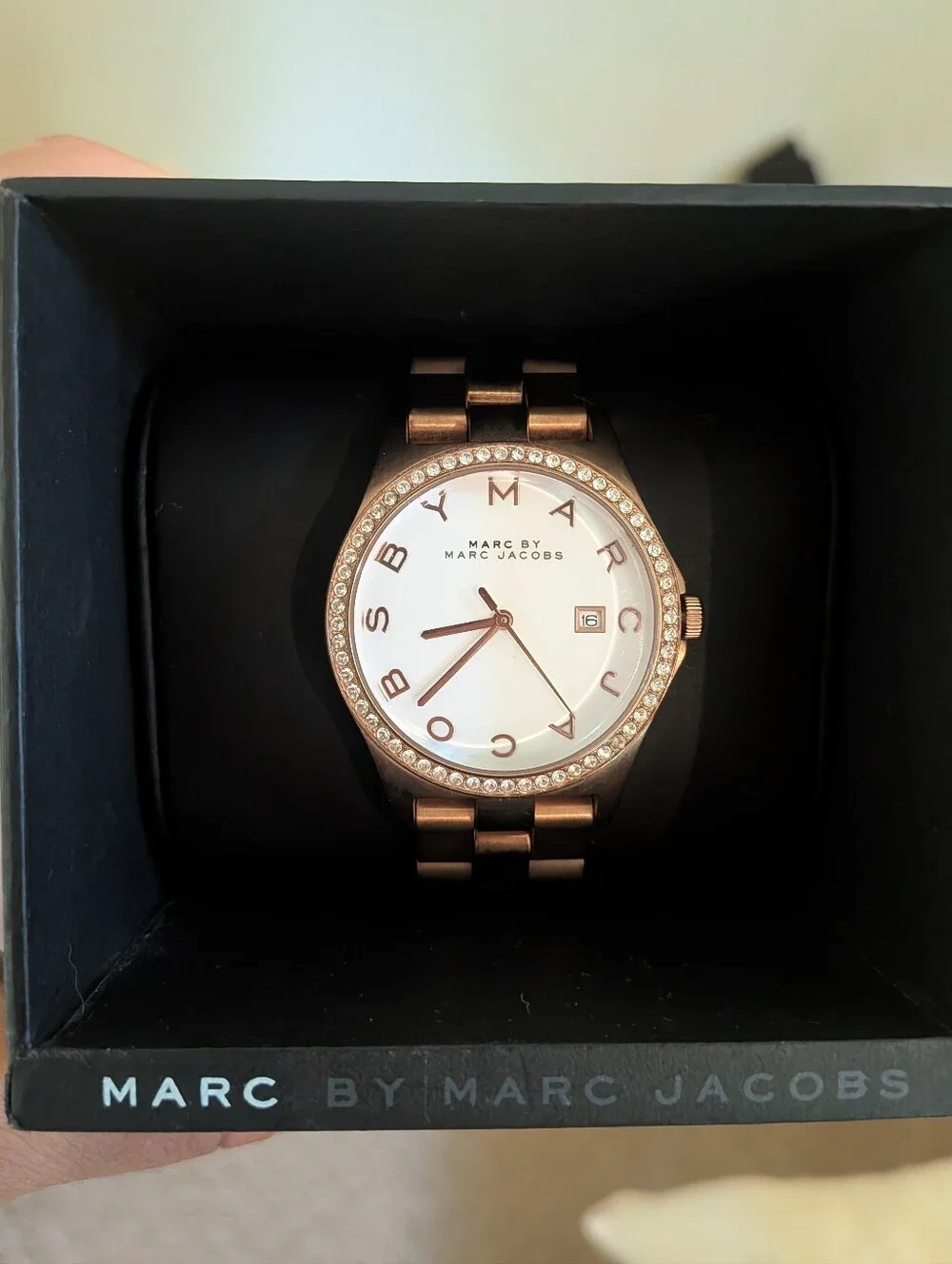 MARC JACOBS HENRY ROSE GOLD TONE,CRYSTALS,S/STEEL BRACELET WATCH MBM3079